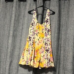 Agua Bendita Yellow Floral Mini Dress
